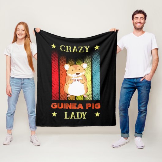 名前編集文字熱狂するGuinea Pig Lady フリースブランケット (インサイチュ)