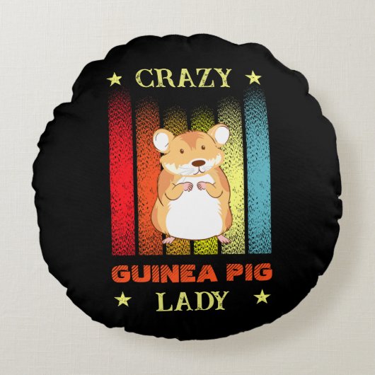 名前編集文字熱狂するGuinea Pig Lady ラウンドクッション (正面)