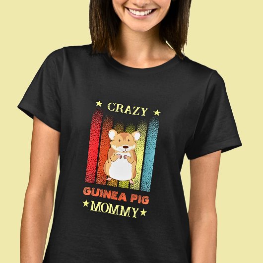 名前編集文字熱狂するGuinea Pig Lady Mom Tシャツ