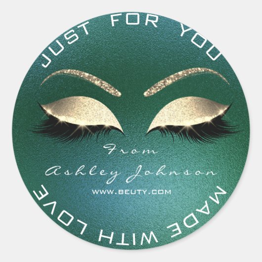 名前美しいサロングリッター深いグリーンサンキュー ラウンドシール (正面)