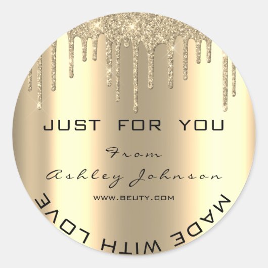 名前美しいサロン愛で作られた金ゴールドを乾燥 ラウンドシール (正面)