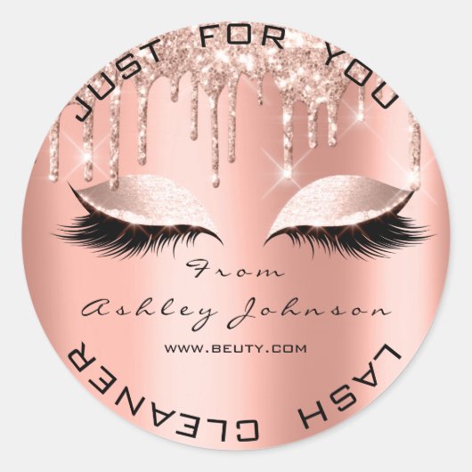 名前美しいLshesドリップコーラル金ゴールドLashesクリーナー ラウンドシール (正面)