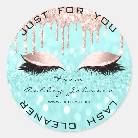 名前美しいLshesドリップピンク金ゴールドLashesクリーナー ラウンドシール (正面)