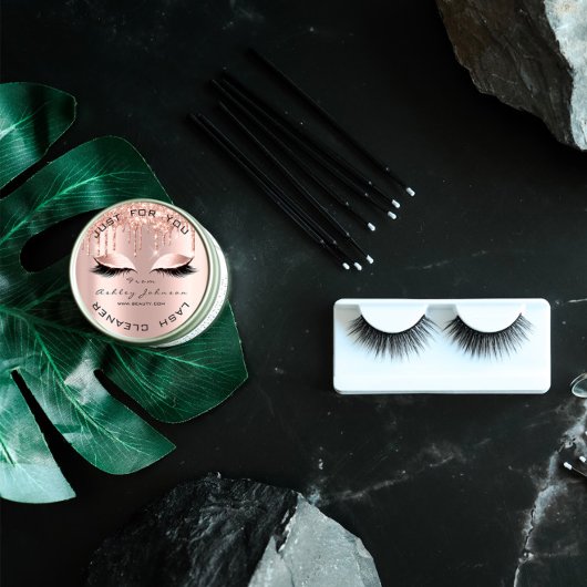 名前美しいLshesドリップピンク金ゴールドLashesクリーナー ラウンドシール