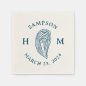 名前航海の付きオイスターシェルモノグラム スタンダードカクテルナプキン (正面)