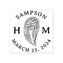 名前航海の付きオイスターシェルモノグラム ラバースタンプ