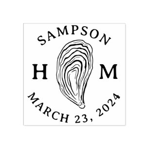 名前航海の付きオイスターシェルモノグラム ラバースタンプ