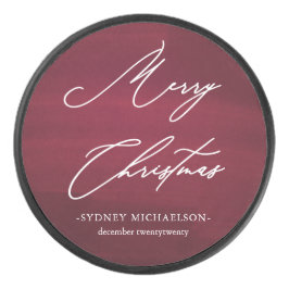 名前赤と白と年を付けたメリークリスマス アイスホッケーパック