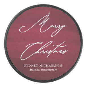 名前赤と白と年を付けたメリークリスマス アイスホッケーパック