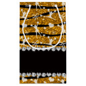 名前金ゴールドグリッターゼブラ縞チアリーティング スモールペーパーバッグ (裏面)