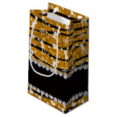 名前金ゴールドグリッターゼブラ縞チアリーティング スモールペーパーバッグ (裏面アングル)