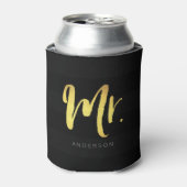 名前金ゴールドフェイクMr.ブラックストライプPersonalize 缶クーラー (缶正面)