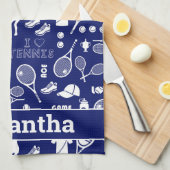 名前🎾青と白テニス🎾 キッチンタオル (四つ折り)