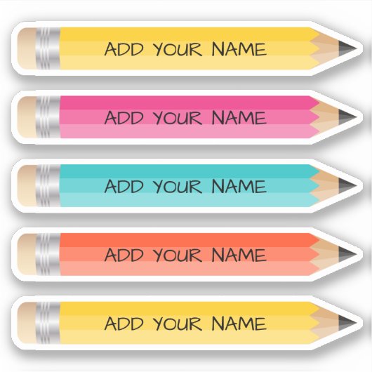 名前鮮やか鉛筆ステッカスタムク – カットビニル シール (正面)