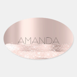 名前16th Sparkバラ赤面イニシャルブライダル 楕円形シール