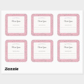 名前2のピンクグレーヒョウのフレーム蔵書票 スクエアシール (シート)