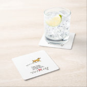 名前2離れのハートに犬のポープリント スクエアペーパーコースター (インサイチュ)