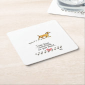 名前2離れのハートに犬のポープリント スクエアペーパーコースター (アングル)