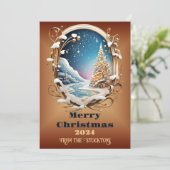 名前2024クリスマスシーンのパーソナライズ シーズンカード (スタンド正面)