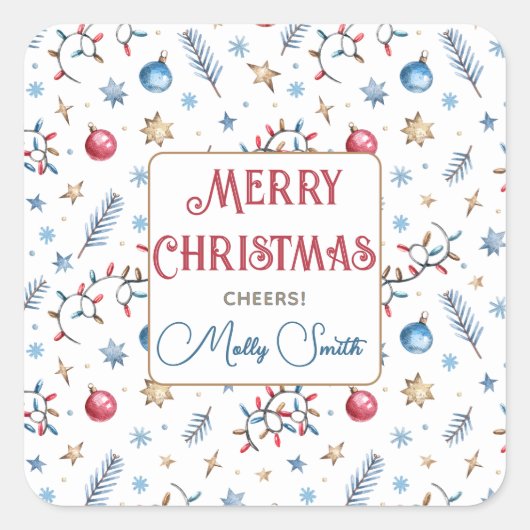 名前20 Whimsyメリークリスマスギフトキャンドルシール スクエアシール (正面)