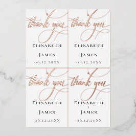 名前4のバラ金ゴールド結婚式の引き出物ラベルを切り取る 箔招待状