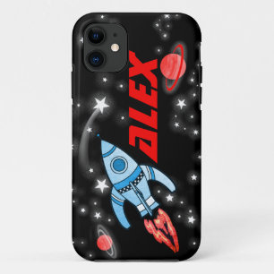 名前4レターロケット宇宙ブラックアイフォンケース iPhone 11 ケース