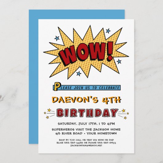 名前4THまたは任意の年齢の誕生日パーティーの招待を追加 招待状 (正面/裏面)