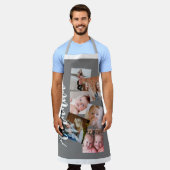 名前6モダン photo collage gift エプロン (着用した状態)