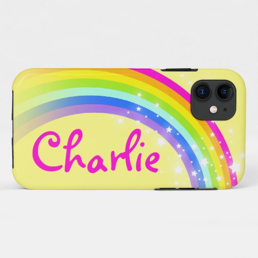 名前7レターレインボーイエローiphoneケース Case-Mate iPhoneケース (裏面(横))