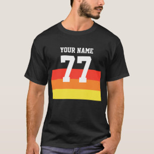 名前77 Sports JerseyナンバーブラックイエローレッドT-Sh Tシャツ