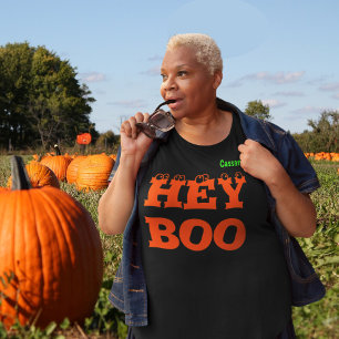 名前、おいブー、プラスサイズの女性ハロウィーンTシャツ プラスサイズTシャツ