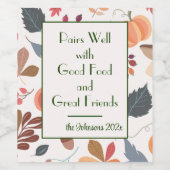 名前、おもしろい引用文、秋のパターンのセット6 ワインラベル (シングルラベル)