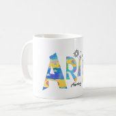 名前/おもしろいARIES誕生日〔占星術の〕十二宮図Mug コーヒーマグカップ (正面左)