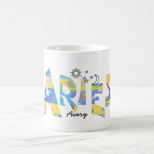 名前/おもしろいARIES誕生日〔占星術の〕十二宮図Mug コーヒーマグカップ (中央)