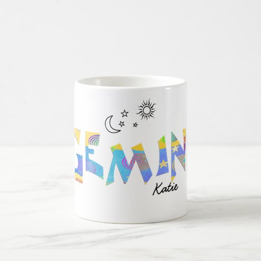 名前-おもしろいGEMINI誕生日〔占星術の〕十二宮図Mug コーヒーマグカップ (中央)
