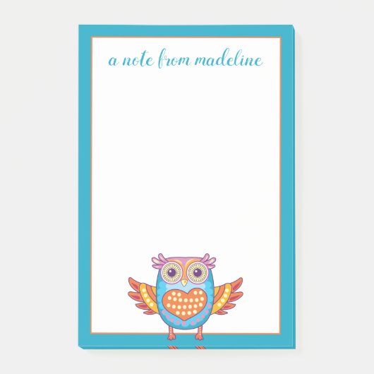 名前 |かわいいカラフルフクロウ ポストイット (正面)