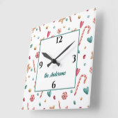 名前, かわいいスイーツ キャンディー&クッキー 10.75インチ スクエア壁時計 (傾斜)