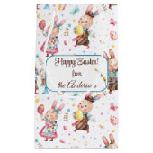 名前、かわいいフェスティバルイースターバニーズパターン スモールペーパーバッグ (正面)