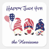 名前、かわいい7月4日格言&バルーン3または1.5インチ スクエアシール (正面)