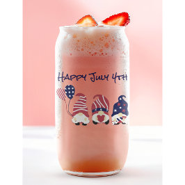 名前、かわいい7月4日格言&バルーン ガラス缶