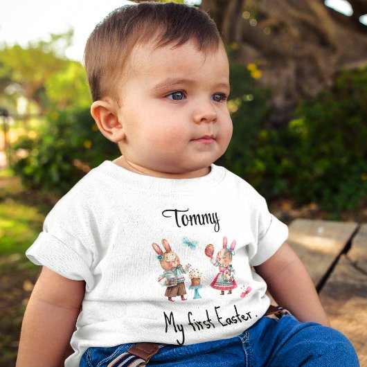 名前、とってもかわいい私の初めてのイースター 3-24ヶ月 幼児用 ベビーTシャツ