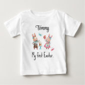 名前、とってもかわいい私の初めてのイースター 3-24ヶ月 幼児用 ベビーTシャツ (正面)