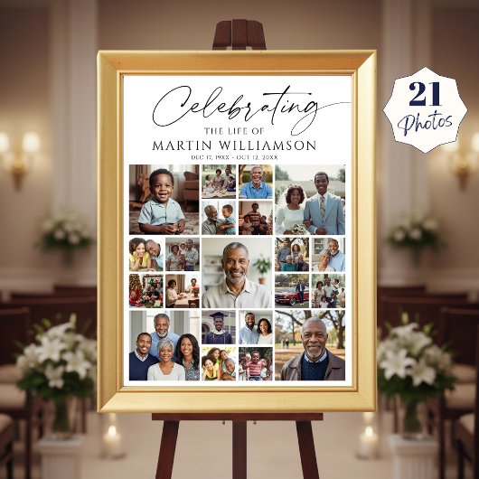 【名前】の命を祝う 21枚の写真のコラージュ ポスター