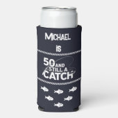 [名前]は50であり、まだキャッチおもしろい誕生日ギフト スリム缶クーラー (Seltzer正面)