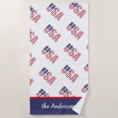 名前，アメリカ国旗の星とストライプホテル， Pool - ビーチタオル (正面)