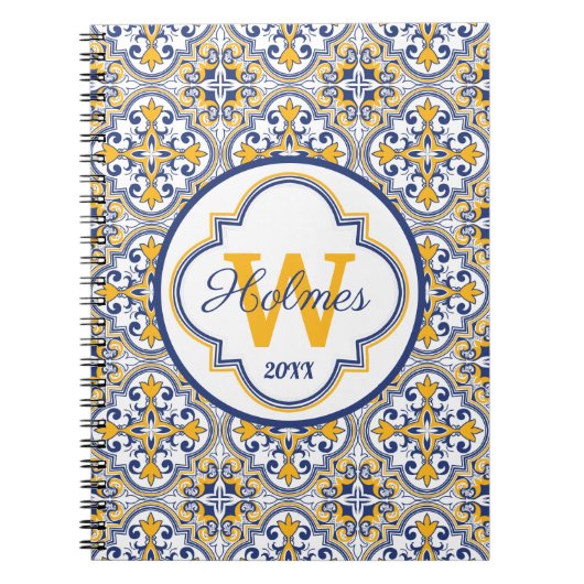 💙💛名前+イニシャルアズレジョスノートブック ノートブック (正面)