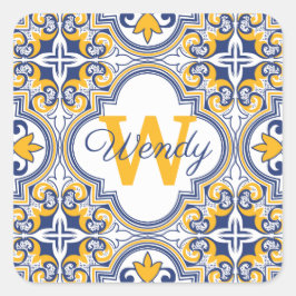 💙💛名前+イニシャルアズレホス スクエアシール