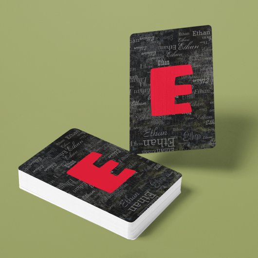 名前/イニシャル付きの黒いトランプの作成 トランプ