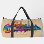 名前、イニシャル、ギタ絵を描ーを追加（City Skyline付き） ダッフルバッグ (正面)