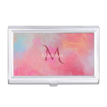 名前 +イニシャル ピンクの水彩インク